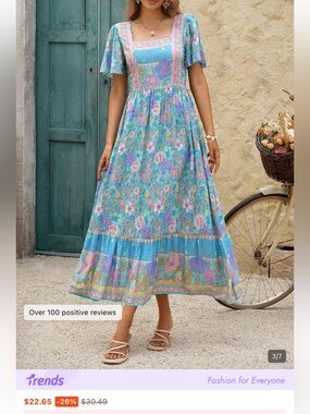 Floral Midi Skirt in Aqua and Pink
